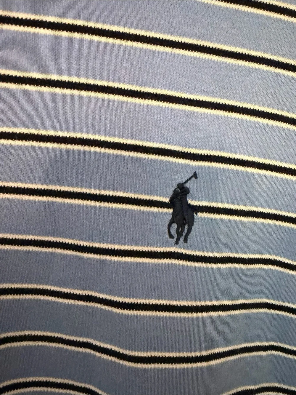 Polo Ralph Lauren Custom Slim Fit Striped Blue Polo Shirt Size LG